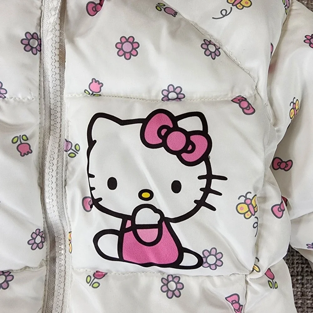 Hello Kitty Girls Puffer Jacket Coat Toddler 3T Hooded‎ Insulated Full Zip EUC